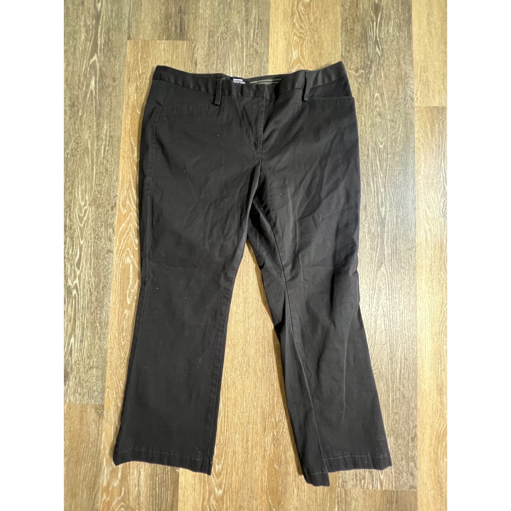 Lands' End Chino Pants Women 16 Petite Black Straight Leg Office Workwear 1954